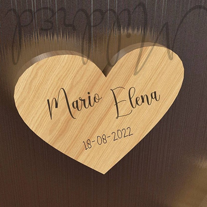 legno personalizzabile segnaposto matrimonio cuore
