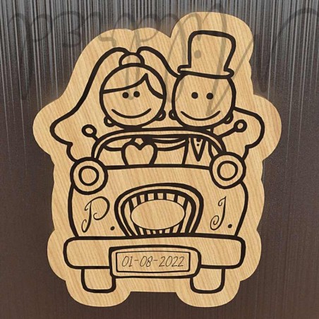 Magnete auto sposini in legno personalizzabile segnaposto matrimonio