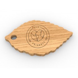 Etichetta a forma di foglia in legno personalizzabile con logo testo
